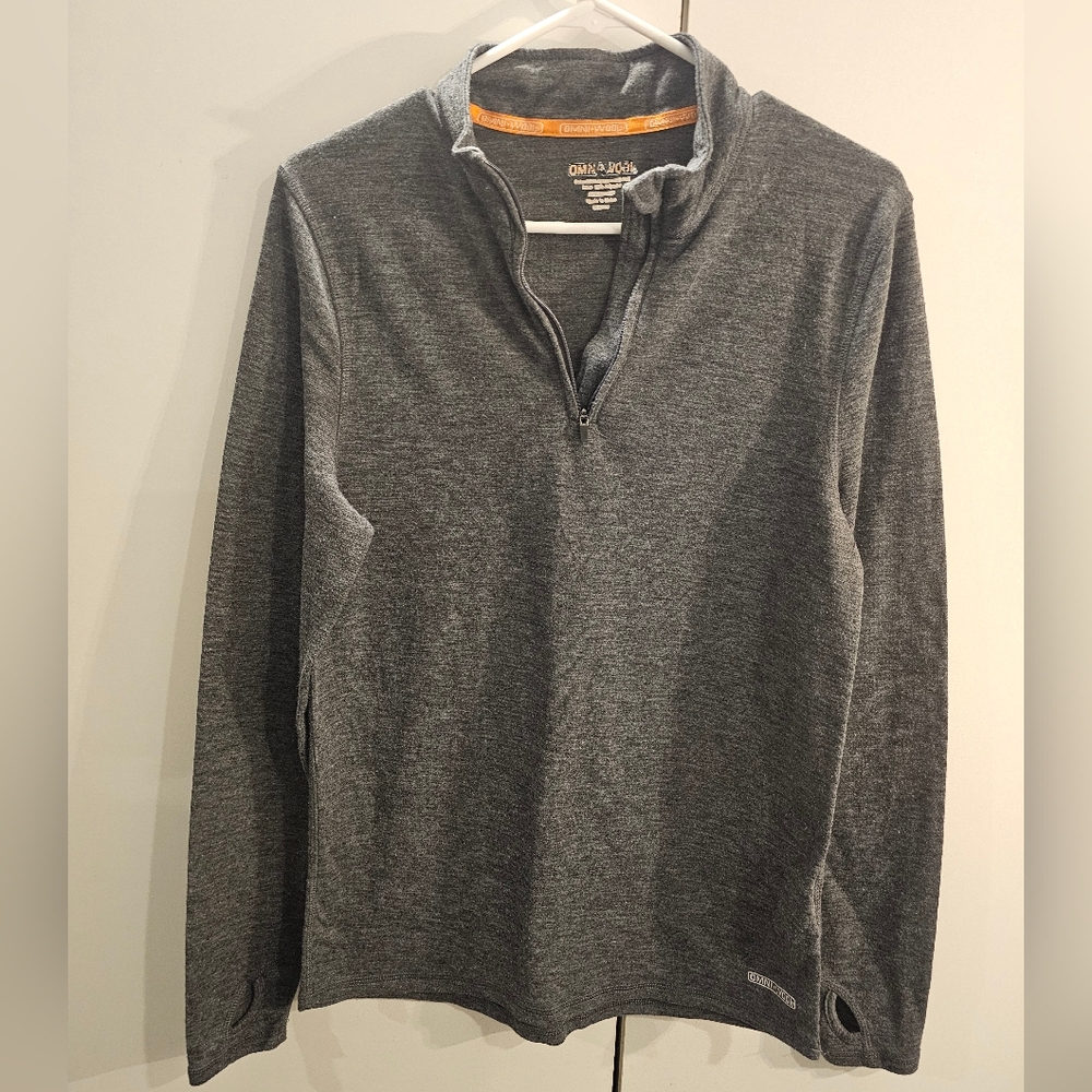 Omni Wool Mens Wool Blend Medium Gray 1/4 Zip Pullover